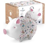 Tirelire en céramique pour enfants - Tirelire rose faite main aux couleurs vives