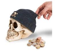 Tirelire en forme de crâne avec un bonnet noir pirate Noir G