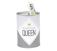 Tirelire en métal - Design boîte de Conserve - Motif : Shopping Queen - Diamètre : 8,6 cm - Hauteur : 12 cm