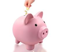 Tirelire en plastique rose - Mignon - Petit cochon de change - Pour enfants, garçons, filles et adultes - Taille L