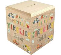 Tirelire Enfant en Bois - Tirelire personnalisée avec prénom - 100% fabriquée en France - Cadeau Noël bébé, Baptême, Cadeau de Naissance (Voitures)