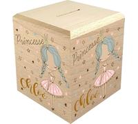 Tirelire Enfant en Bois - Tirelire personnalisée avec prénom - 100% fabriquée en France - Cadeau Noël bébé, Baptême, Cadeau de Naissance (Princesse)
