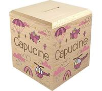 Tirelire Enfant en Bois - Tirelire personnalisée avec prénom - 100% fabriquée en France - Cadeau Noël bébé, Baptême, Cadeau de Naissance (Souris Rose)