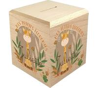 Tirelire Enfant en Bois - Tirelire personnalisée avec prénom - 100% fabriquée en France - Cadeau Noël bébé, Baptême, Cadeau de Naissance Mod.3
