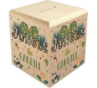Tirelire Enfant en Bois - Tirelire personnalisée avec prénom - 100% fabriquée en France - Cadeau Noël bébé, Baptême, Cadeau de Naissance (dans la Jungle)
