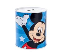 Tirelire Enfant Mickey Mouse Cylindrique | Tirelire en Métal avec Fente Supérieure pour Pièces et Billets | Design Bleu avec Étoiles | Décoration et Cadeau Enfant