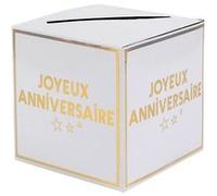 Santex - TIRELIRE JOYEUX ANNIVERSAIRE CARTON 20CM BLANC