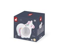 Janod - Tirelire Licorne J04655 - Face transparente, ouverture magnétique, bois FSC - Rose