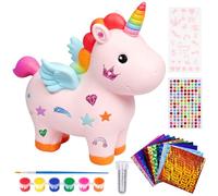 Tirelire Licorne Kit de Bricolage, Licorne Jouet Fille avec Autocollants Pailletés et Peinture, Activites Cadeau Fillelicorne Loisir Creatif Enfant Cadeau d'anniversaire, Ensemble de Bricolage Tirel