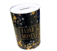 Tirelire originale avec style et message. Grande tirelire pour adultes. Tirelire boîte, cadeau. XL noir or, New York, I Love Money, World. (I Love Money)