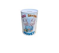 Tirelire originale pour enfants en étain Taille XXL (Kid Saving Money Lapin, 12 x 9)