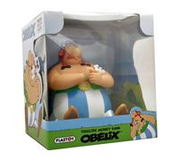 Plastoy Tirelire Astérix Chibi - Obélix assis avec Idéfix, en plastique 17 cm