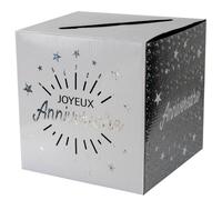 Tirelire - SANTEX - Anniversaire - Argenté - Noir et blanc - 20 x 20 x 20 cm