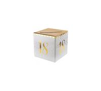 Tirelire - SANTEX - Joyeux Anniversaire 18 Ans - Blanc et Or - Cubique - Carton Rigide