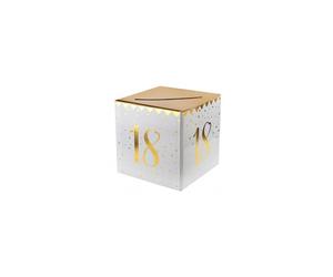 Tirelire - SANTEX - Joyeux Anniversaire 18 Ans - Blanc et Or - Cubique - Carton Rigide