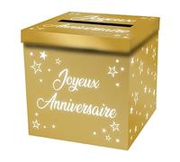 Tirelire urne dorée Or métallisée Joyeux Anniversaire 20cm (x1) REF/URNEM00