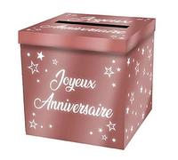 Tirelire urne Rose Gold métallisée Joyeux Anniversaire 20cm (x1) REF/URNEM00, Métalique
