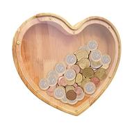 Tirelires Bois, Personnalisé Tirelires, Enfants, pour Chambre, Salon, Décoration Table ou Rangement (Forme de Coeur)