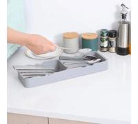 Tiroir à couverts compact 17-30 cm, gris argenté, organiseur de cuisine
