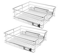Tiroir Coulissant Cuisine,Argenté Panier de Rangement,avec Tiroirs Coulissants à Système,pour Placard ou Cabinet de Cuisine,Armoires de Chambre,Armoire de Cuisine2 PC (39*14*44 cm pour 46 cm)