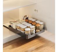 Tiroir Coulissant Cuisine, Etagere Cuisine Tiroir Telescopique Cuisine, Organiseurs De Placards Plateau Coulissant Cuisine, Salon Maison Rangement Organisateur Cuisine, Pas De PerçAge, 40x43x7cm, Noir