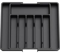 Tiroir coulissant pour couverts, grand format, noir, en plastique
