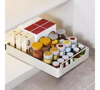 Tiroir coulissant pour cuisine, tiroir télescopique, Organisateur de placard coulissant avec film adhésif, pour cuisine, garde-manger et salle de bain, 43x30x7 cm, Blanc