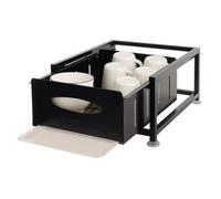 Tiroir d'armoire HWC-N51 avec plateau, étagère de cuisine/de vaisselle Tiroir d'armoire extensible, métal 19x34x42cm noir