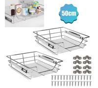Tiroir de cuisine coulissant télescopique 2x50cm - BMOT - Gris - Rangement pratique et durable
