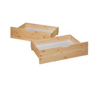 Tiroir de lit 2 tiroirs en bois rangement roulettes pin massif box Homestyle4u