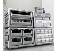 Tiroir de rangement d'outils de vis de pièces en plastique pour boîtes mécaniques multi-grille accessoires d'organisateur de matériel d'électricien professionnel 12 grid transparent