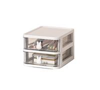 Tiroir de Rangement en Plastique, Boîte de Rangement de Bureau à Plusieurs Niveaux, Poignée de Lapin, Organisateur de Tiroir en Plastique, Conteneur de Jouets (WHITE)