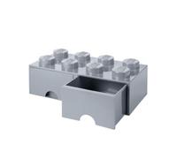 Tiroir en brique LEGO 8 boutons, 2 tiroirs, boîte de rangement empilable, 9.4 l, Gris