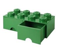 LEGO Boîte de rangement empilable 40061734 – Plastique vert, 8 plots, tiroir – 50 x 25 x 18 cm