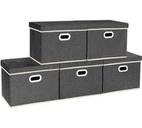 Tiroir encastrable à 5 compartiments avec couvercle pour armoire et chambre d'enfant - Gris foncé