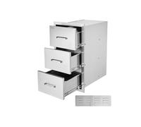 Tiroir Inox Cuisine Extérieur 3 Tiroirs Rangement en Acier Inoxydable 40x72,5x52,5cm