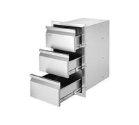 VEVOR Tiroir Inox Cuisine Extérieur Inox Encastrable 3 Espaces Poignée Acier 38x48x65cm