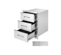 VEVOR Tiroirs de Cuisine d'Extérieur 40 x 45 x 55 cm, Tiroirs de Barbecue à Triple Accès avec Poignée en Acier Inoxydable, Tiroirs de l'Îlot BBQ pour Cuisines d'Extérieur, Station de Gril de Patio