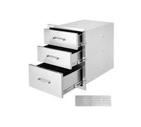 Tiroir Inox Cuisine Extérieur Ranger Ustensiles BBQ Porte Accès 3 Espaces 46x52x59cm