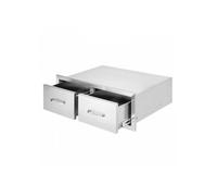 Tiroir Inox de Cuisine 75 x 50 x 25 cm Double Espaces de Rangement Commode à Tiroirs Meuble de Rangement en Acier Inoxydable