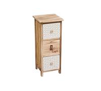 Tiroir Love - 3 Tiroirs-Commode Romantique en Bois Naturel avec Trois tiroirs, Deux d'entre eux avec Imprimé géométrique et Autre Mot `Love´. (25×25×63.5)