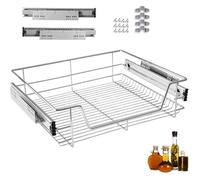 Tiroir Panier de Rangement Télescopique en Métal - Rail inclus - pour placard 50 cm - Gris
