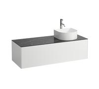 LAUFEN Caisson à tiroirs / buffet H4054270341431 117,5x34x45,5cm, découpe à droite, avec trou pour robinet, blanc mat / Nero Marquina