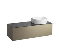 LAUFEN Caisson à tiroirs / buffet H4054230341421 117,5x34x45,5cm, découpe à droite, titane / Nero Marquina