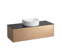 LAUFEN Caisson à tiroirs / buffet H4054210341411 117,5x34x45,5cm, découpe au milieu, cuivre / Nero Marquina