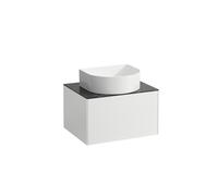 Tiroir Sonar courant, 1 tiroir, adapté aux cuvettes des lavabos 812340, 812341, 812342, 812343, découpe au milieu pour le lavabo, H4054010341431, Couleur: blanc mat/ nero marquina