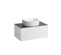 Tiroir Sonar courant, 1 tiroir, adapté aux cuvettes des lavabos 812340, 812341, 812342, 812343, découpe au milieu pour le lavabo, H4054110341431, Couleur: blanc mat/ nero marquina