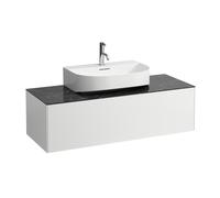 Tiroir Sonar courant, 1 tiroir, convient pour lavabo H816341, H816342, découpe au milieu pour lavabo, H4054510341431, Couleur: blanc mat/ nero marquina