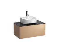 Tiroir sonar courant, 1 tiroir, pour lavabos à main montés en haut H816341, H816342, découpe centrale, H4054410341411, Couleur: Cuivre/ Nero Marquina