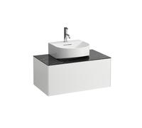 Tiroir sonar courant, 1 tiroir, pour lavabos à main montés en haut H816341, H816342, découpe centrale, H4054410341431, Couleur: blanc mat/ nero marquina